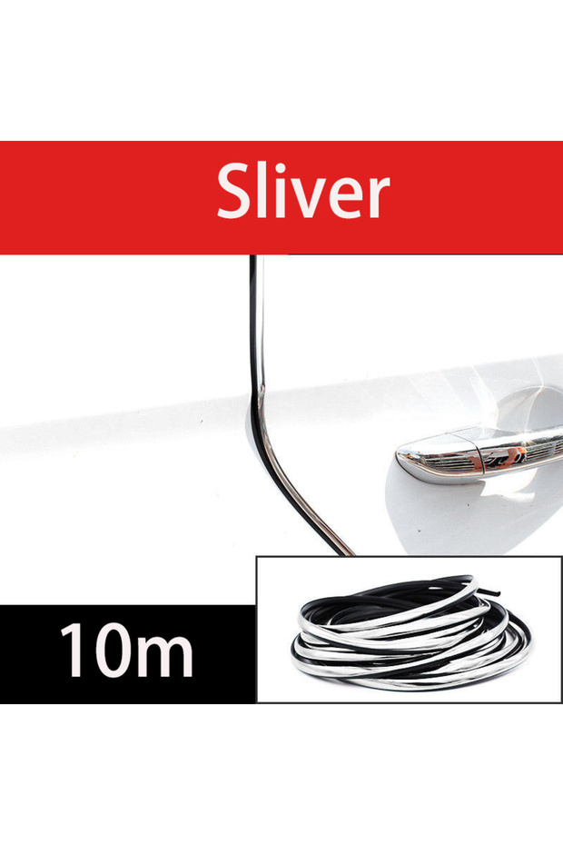 Sliver 10m Chrome Car Door Edge Protection Strips Noise Isolation Sealant Car Door Rubber Seal Strip