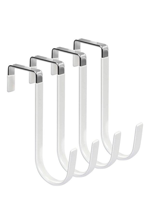 4 Pcs White Door Hangers Hooks with Rubber Organizer Hooks for Living Room, Bathroom, Bedroom, Kitch