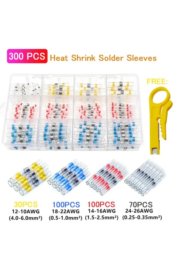 300Pcs 50/100/300/800/1000pcs Practical Electrical Waterproof Seal Heat Shrink Butt Terminals Solder
