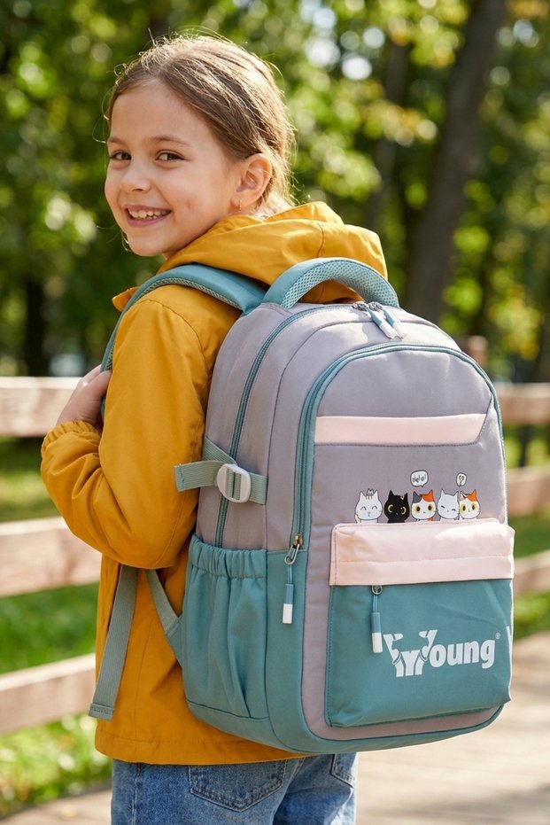 51943 School Backpack Student Daily Travel Holiday Sports Walking Trip Green