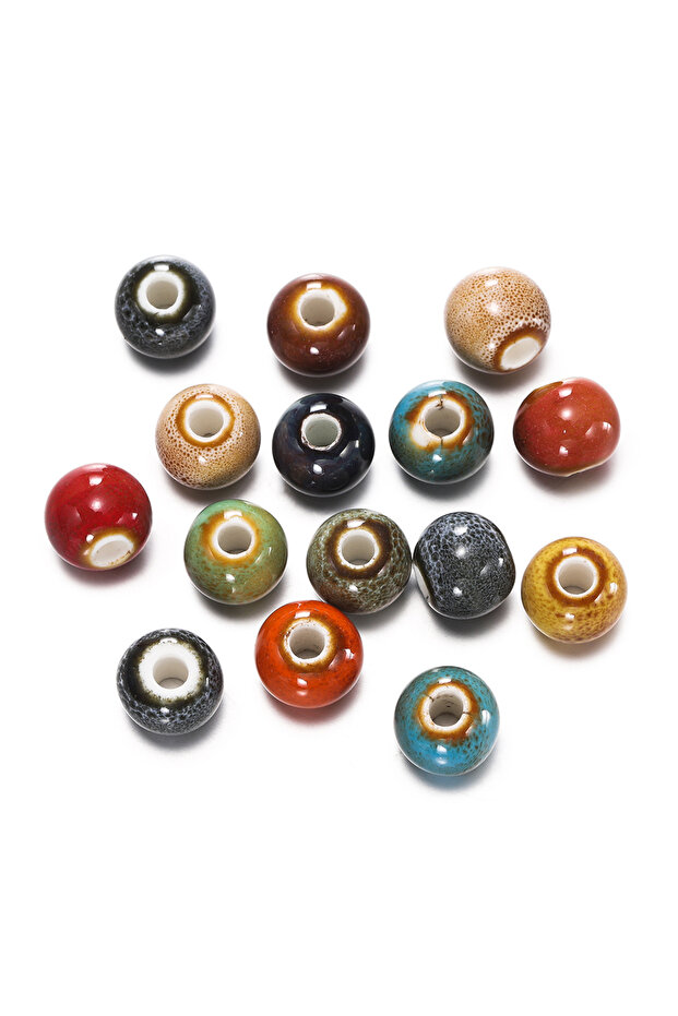 8mm x 50pcs Mixed 02 50pcs 6/8/10mm Fashion Ceramic Beads Big Hole Diy Handmade Spacer Loose Round P