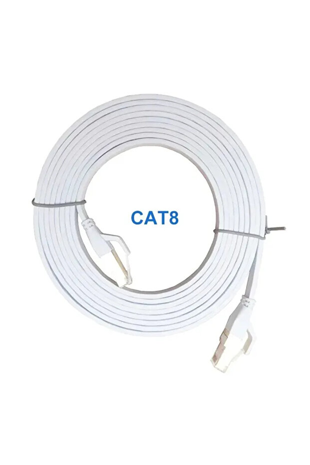 كابل إيثرنت Cat8 أبيض بطول 3 أمتار، كابل شبكة محلية مسطح عالي السرعة RJ45 بسرعة 40 جيجابت في الثانية و2000 ميجاهرتز، مناسب لمسار الشبكات المنزلية