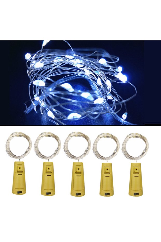 5pcs 2m 20leds White 5pcs Bar LED Wine Bottle Cork String Fairy Lights Holiday Decoration Garland Fa