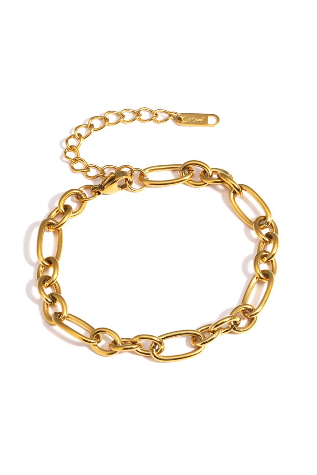 style R Chunky Stainless Steel Link Chain Bracelet For Woman, Gold Plated Layering Bracelets Wristba
