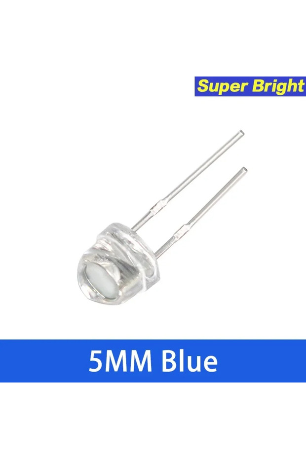 YTDMEN 100 قطعة - أزرق، 100 قطعة من ثنائيات LED F5 فائقة السطوع، LED 5 مم، ثنائيات باعثة للضوء أزرق أخضر