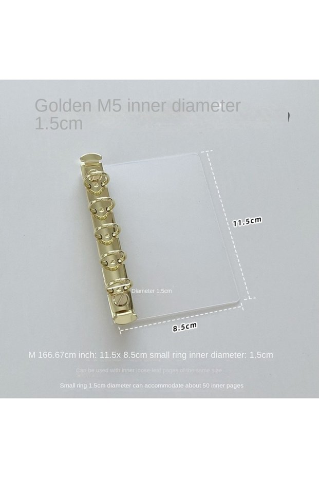 M5 Gold 1.5cm M5 A7 Loose Leaf Side Insert Board Pad Secondary Ring DIY Partition Binder Clip Handma