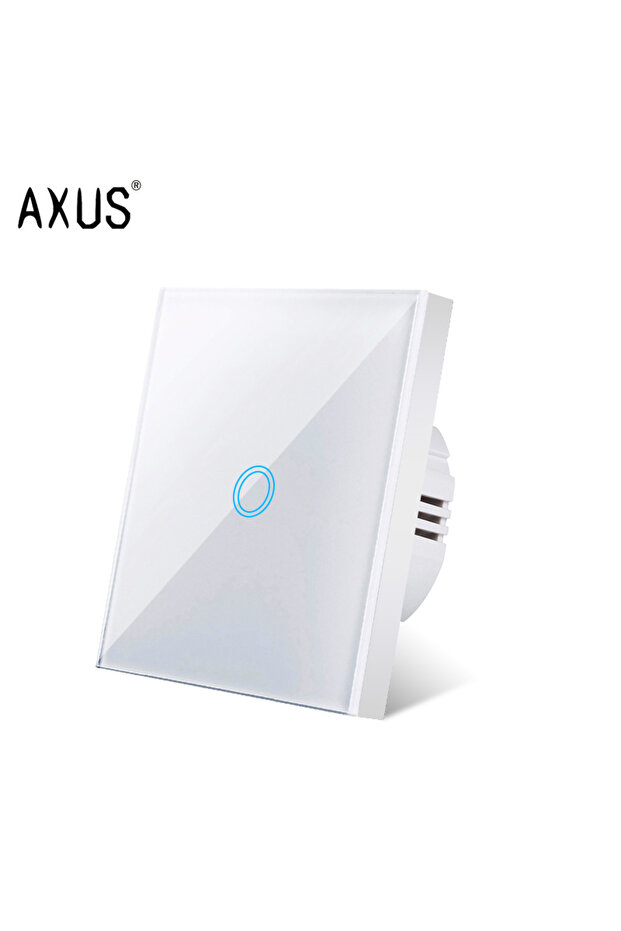مفتاح لمس AXUS EU أبيض 1 عصابة AC100-240V لوحة إضاءة خلفية LED من الزجاج البلوري المقوى مصباح حائط