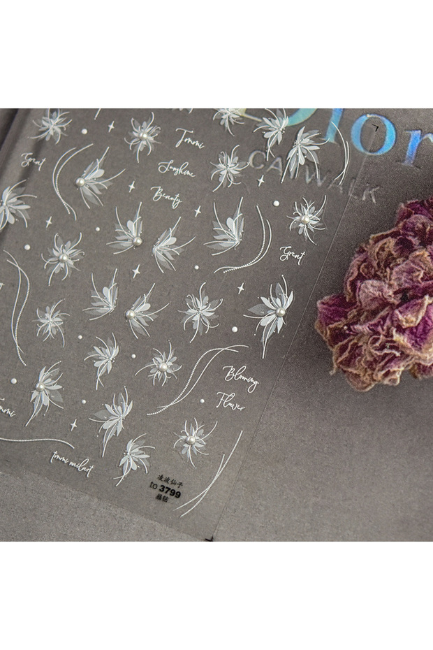 1pcs to3799 1pcs 5D Crystal Diamond White Flower Nail Art Stickers Japanese Vintage Self Ad