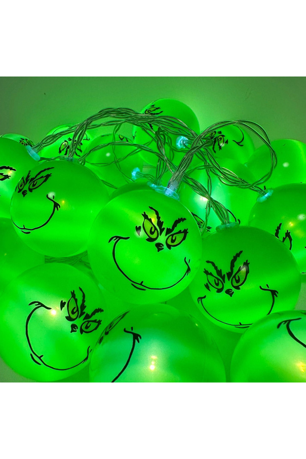 1.5m 10Ball Battery Green Balls Lights 2024 Halloween Day Decoration Party String Lights Funny Green