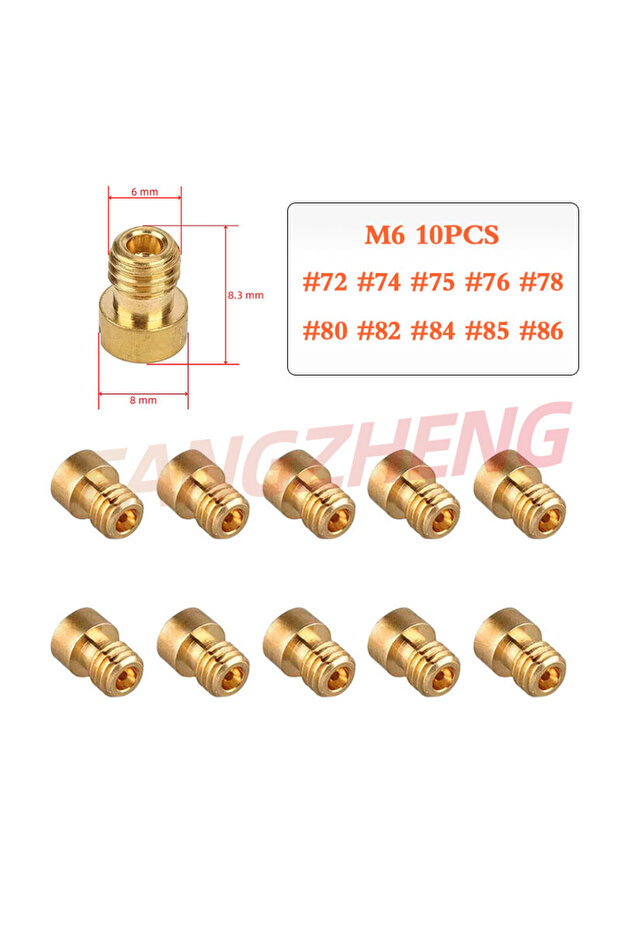 M6 (72-86) 10 قطعة طائرة رئيسية M6 6 مللي متر #50-182 لـ Dellorto المكربن PHNL/PHVA/PHBH/PHBL/PHBN/PHVB/PHBG
