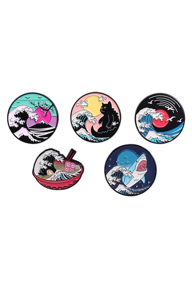 TZ1601 4-7pcs Sets Cartoon Anime Boy and Fox Enamel Pins Cute Animal Art Oil Painting Starry Sky Bro