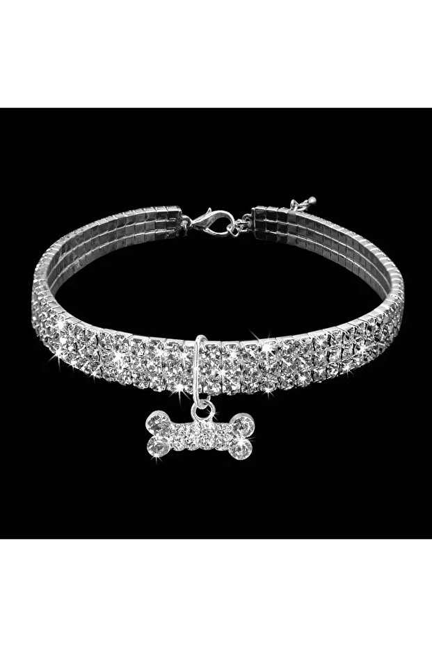 20cm White Bling Bone Pet Collar-Adjustable Necklace for Small Dogs and Cats-Cute and Fancy Accessor