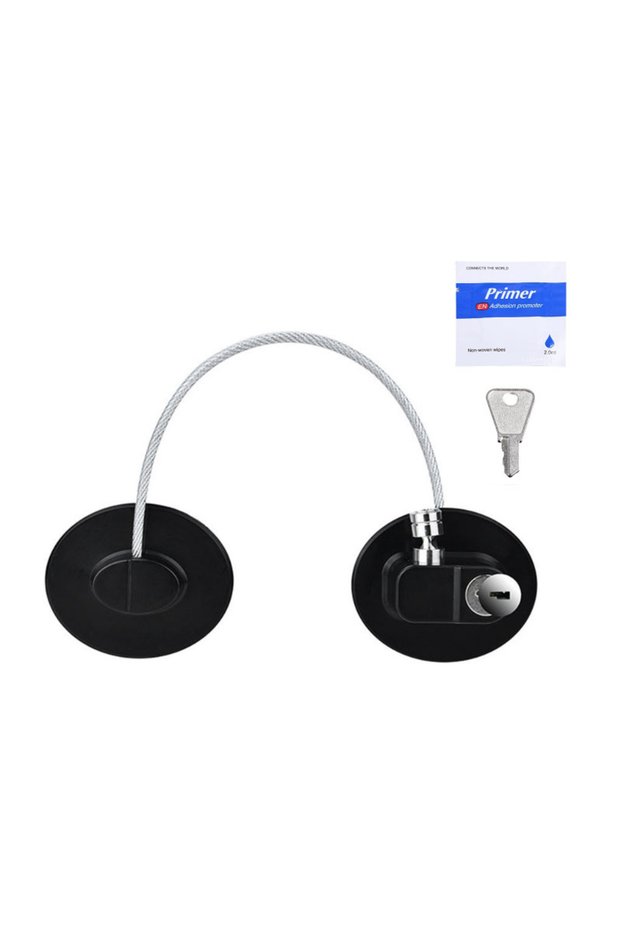 oval black 1 Pc Child Safety Lock Cabinet Fridge Door Lock Stainless Steel Cable Protection Kids Bab