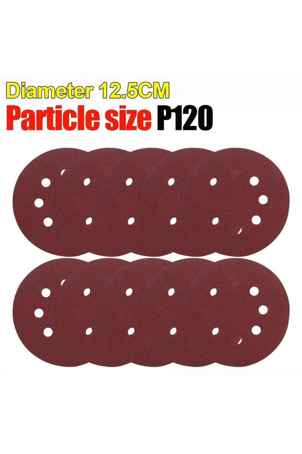 30pcs 120 Grit Universal 8 Hole Sanding Discs 125mm Sandpaper for Metal Wood Glass Sander Polishing