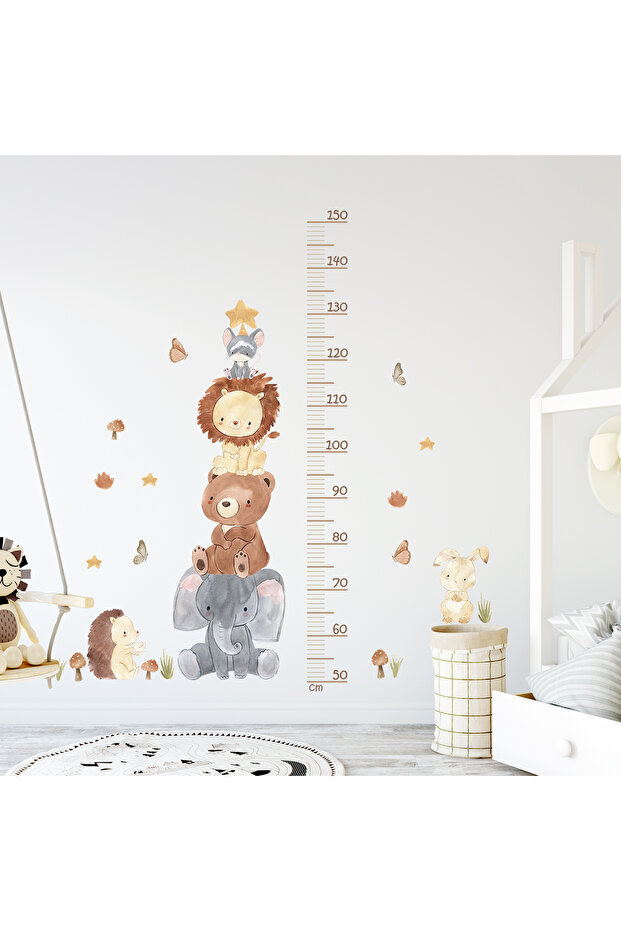 Ruller471 3PC Cartoon Animal Height Ruler Wall Stickers for Waterproof Removable PVC Kids Room Kinde