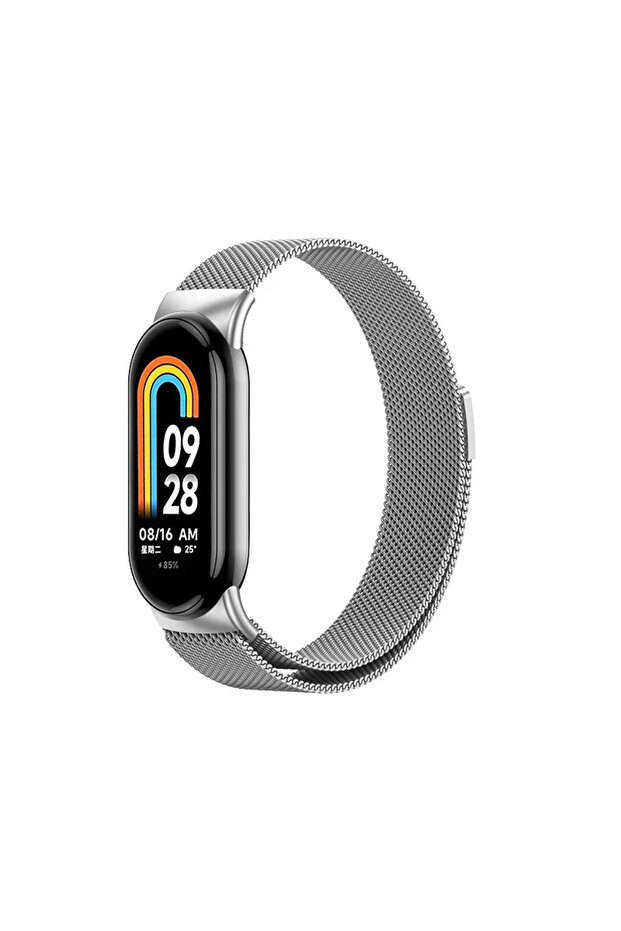 حزام ميلانيزي فضي لـ Mi Band 10 متوافق مع Mi Band 8 و9 و10 إصدار عالمي ملحقات ساعة ذكية