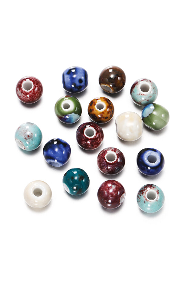 6mm x 50pcs Mixed 03 50pcs 6/8/10mm Fashion Ceramic Beads Big Hole Diy Handmade Spacer Loose Round P