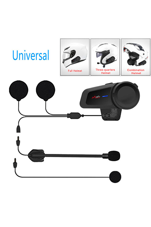 1PC Maxto M2 Motorcycle Helmet Bluetooth Headset Intercom 6 Riders 1000M FM MP3 Waterproof IPX6 V5.0