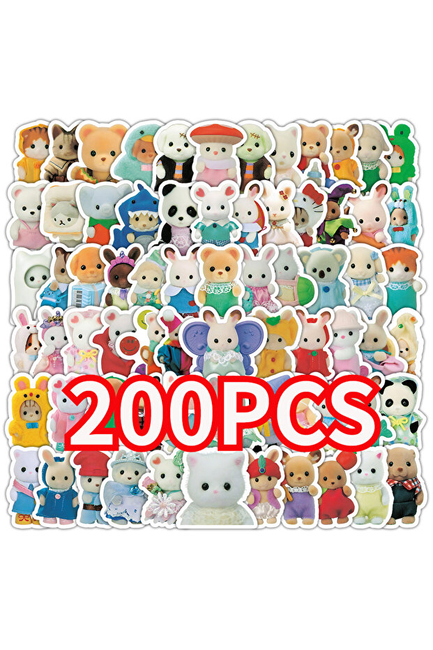 200PCS 100/200pcs Calico Critters Stickers Laptop Scrapbook Decoration Graffiti Decals Skateboard La