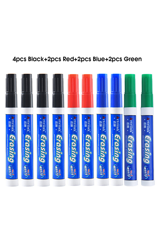 10pcs Mix 10pcs Whiteboard Marker Set,2.0mm Nib,Black Blue Red Green High-Volume Ink,Office Teaching