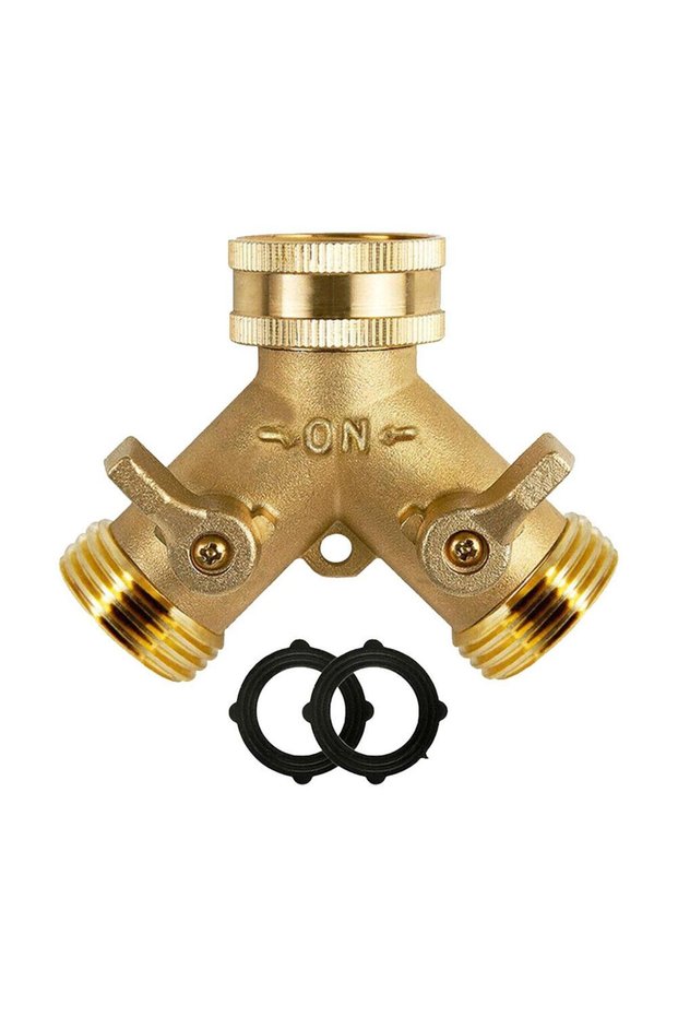1pcs 3/4 Inch 2 Way Brass Garden Hose Splitter Y-Type Tap Watering Connector Distributor for Outdoor
