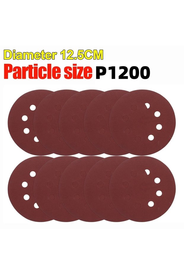10pcs 1200 Grit Universal 8 Hole Sanding Discs 125mm Sandpaper for Metal Wood Glass Sander Polishing