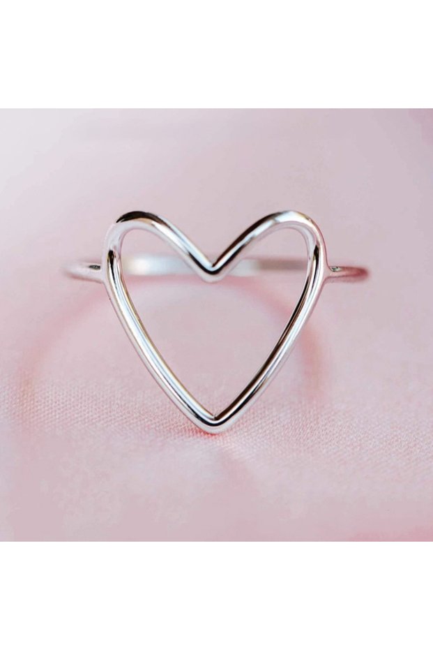 8 T0155 Huitan Hollow Heart Rings for Women Minimalist Fashionable Female Accessories Love Rings Wed