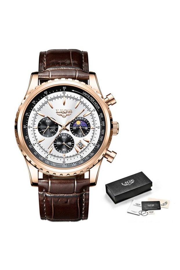 rose gold white New Mens Watches Top Brand Luxury Men Wrist Watch Leather Quartz Watch Spo
