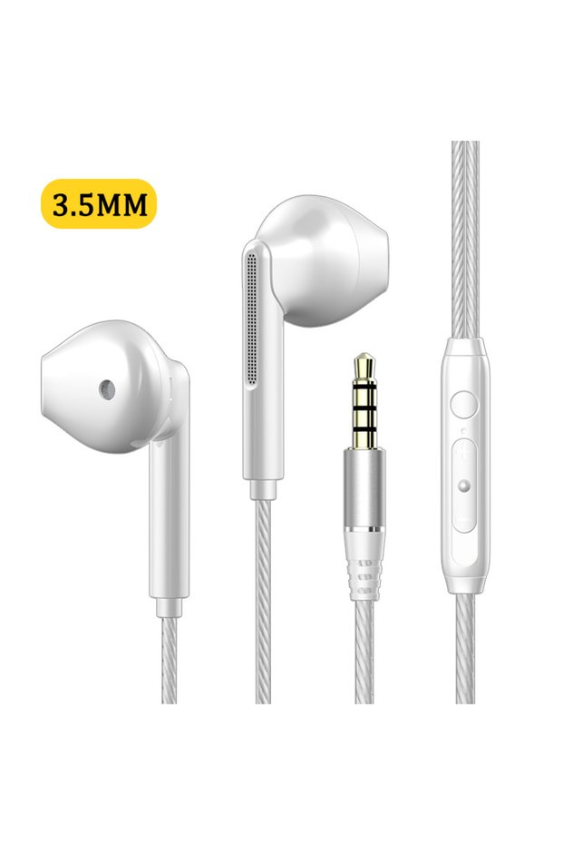 White 3.5mm VAORLO 3.5mm/Type-C Wired Headphones Heavy Bass In Ear Earphone With Mic USB C Stereo Ea