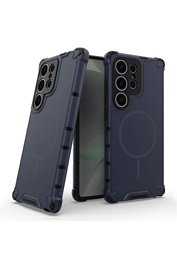 Samsung A34 Navy Blue Anti-slip Bumper Armor Magnetic Phone Case For Samsung S24 S25 S26 Plus S23 Ul