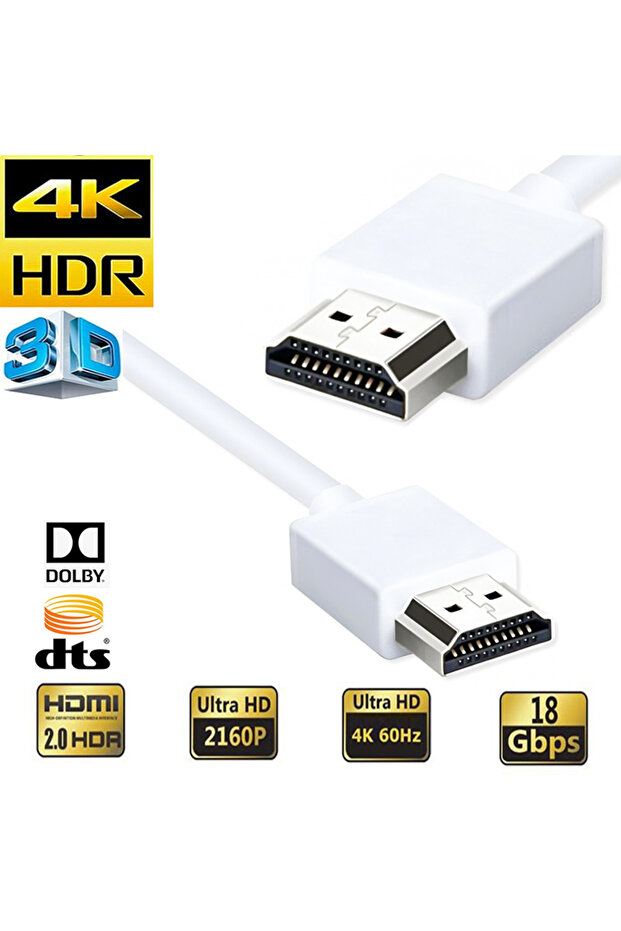 كابل HDMI قصير بطول 1.5 متر، يدعم دقة 4K، أبيض، HDMI 2.0 مع منفذ إيثرنت، يدعم HDMI ARC وCEC، متوافق مع PS5