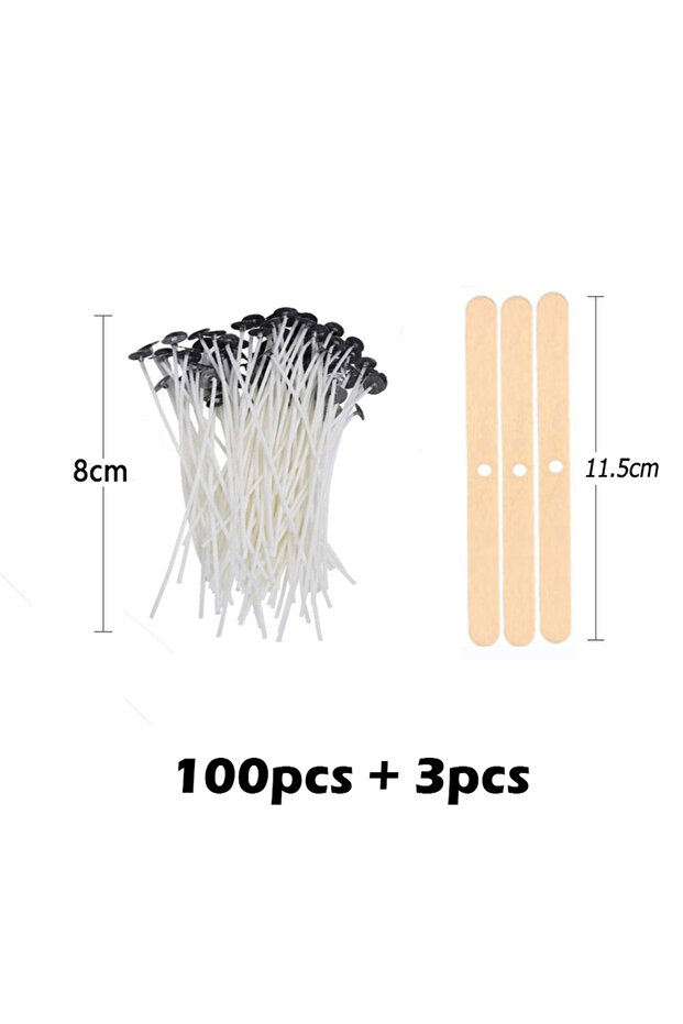 8cm A- Set 103pcs Waxed Cotton Candle Wicks Set with Stand Original Smokeless Candle Wicks Soy Oil W