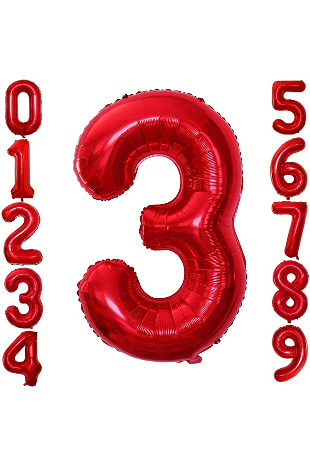 1pcs 40inch Number-3 40inch Large Red Number Foil Balloons 0 1 2 3 4 5 6 7 8 9 Years old Birthday Pa