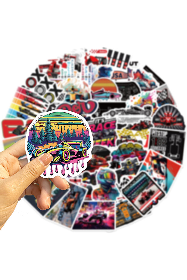 50pcs all 50PCS Formula One Scrapbook Stickers DIY Diary Laptop Luggage Skateboard Graffiti Decal Fu