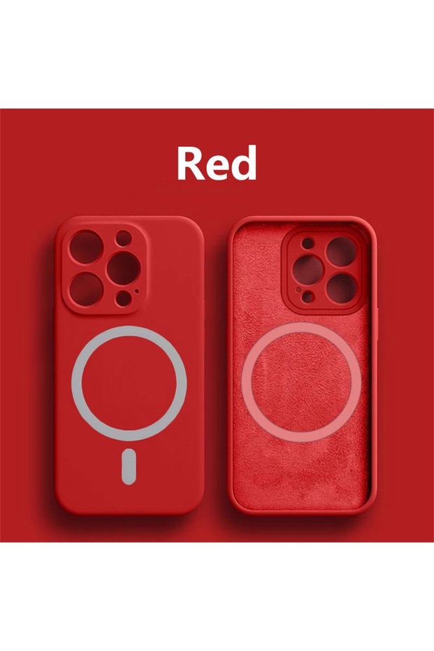 For 7 - 8 - SE 2020 Red Magnetic Liquid Silicone Cover For Magsafe Case Iphone 14 13 12 Mini 11 Pro