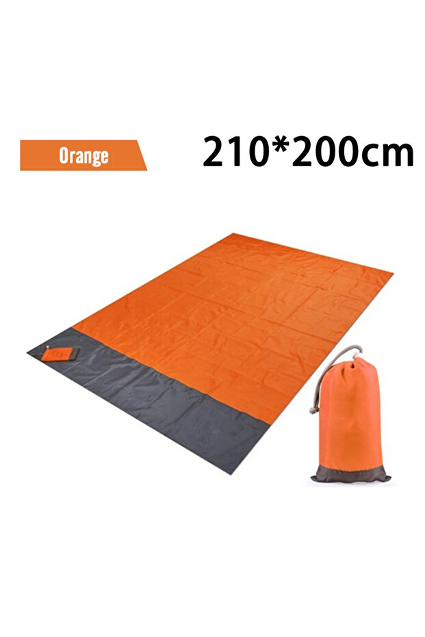 200cm x 210cm Orange gray Waterproof Beach Mat Extra Large Outdoor Camping Mat Blanket Folding Sand