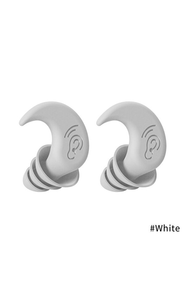 3 Layers-White Sleep Noise Reduction Silicone Earplug Ear Protection Earplugs Anti-Noise Waterproof