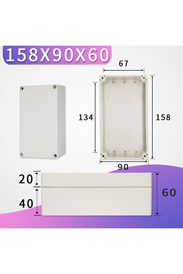 F158-90-60 Outdoor Waterproof Enclosure Plastic Box Electronic Project Instrument Case Electrical Pr