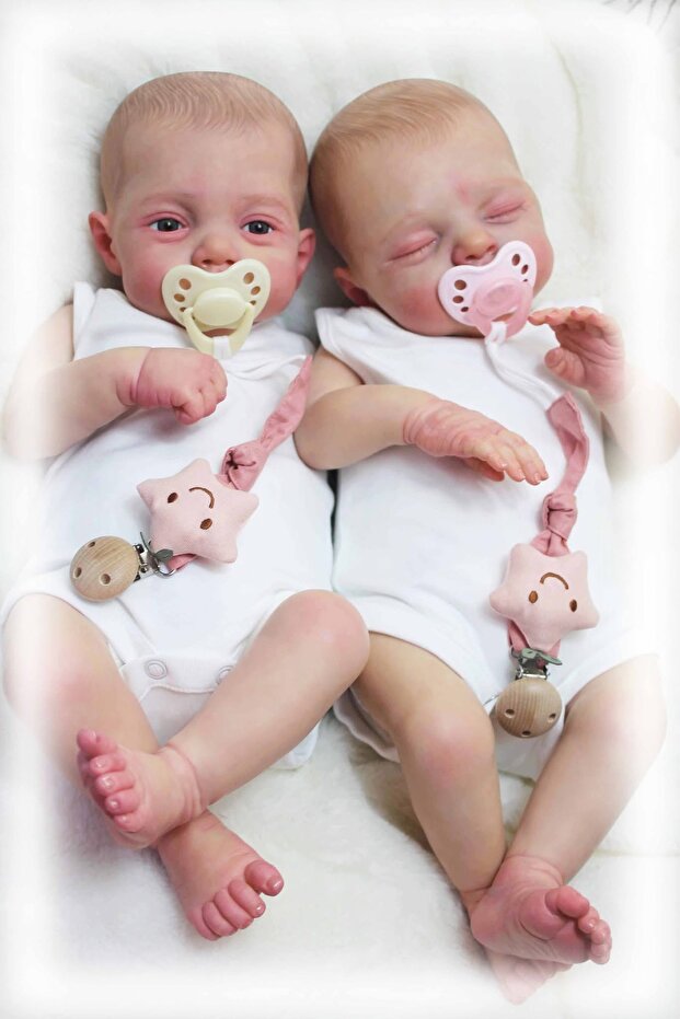 48CM open eyes Lily NPK 18inch Irys & Lily Twins Reborn Baby Doll Handmade 3D Skin Multiple Layers P
