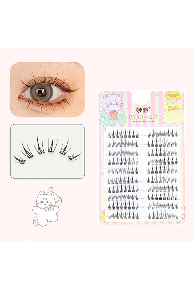 C ML 003 10 Pairs Fairy False Eyelashes Little Devil Individual Lashes Extension Naturally Heat Bond