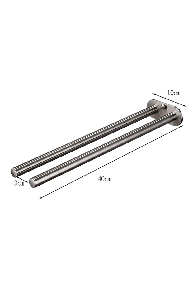 40cm Double Holder Silver Bathroom Towel Rack Stainless Steel Holder Wall Black Double Towel Rack Ha