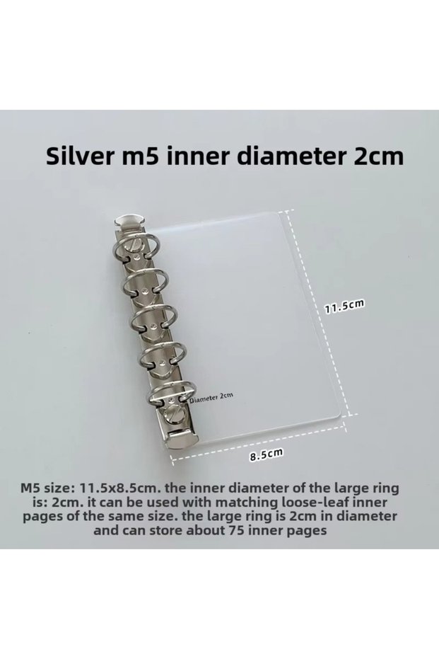 M5 sliver 2cm M5 A7 Loose Leaf Side Insert Board Pad Secondary Ring DIY Partition Binder Clip Handma