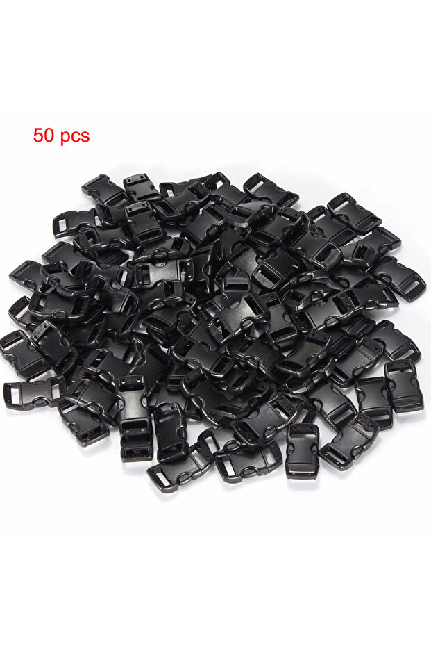 Black 50Pcs 50Pcs 10Pcs 3/8" 10mm Plastic Side Release Buckle Bracelet Curved Parachute 550 Paracord
