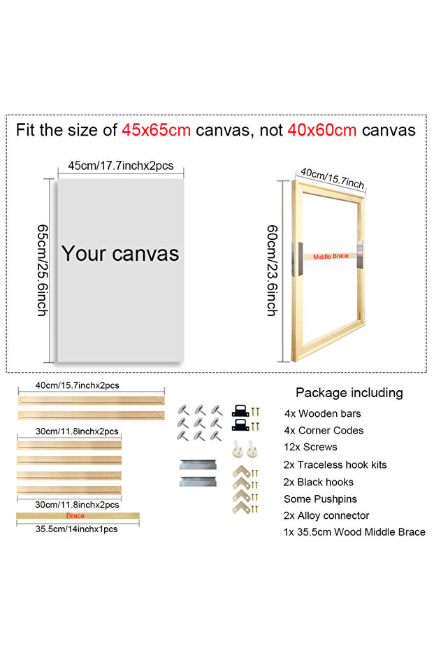 40x60cm Natural Solid Wood 24 Sizes DIY Wood Frame Kit for Canvas Oil Painting Frame Bars Wood Frame
