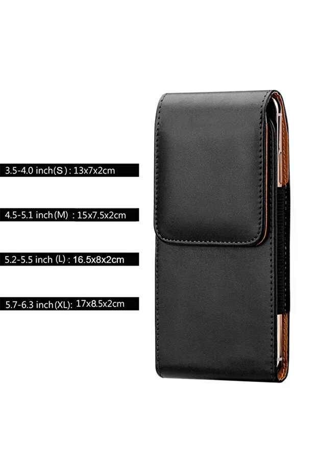 (M) 4.5-5.1 inch B Style Universal Leather Case for iPhone Mens Waist Pack Belt Clip Bag for 3.5-