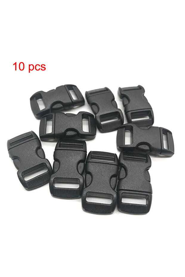 Black 10Pcs 50Pcs 10Pcs 3/8" 10mm Plastic Side Release Buckle Bracelet Curved Parachute 550 Paracor