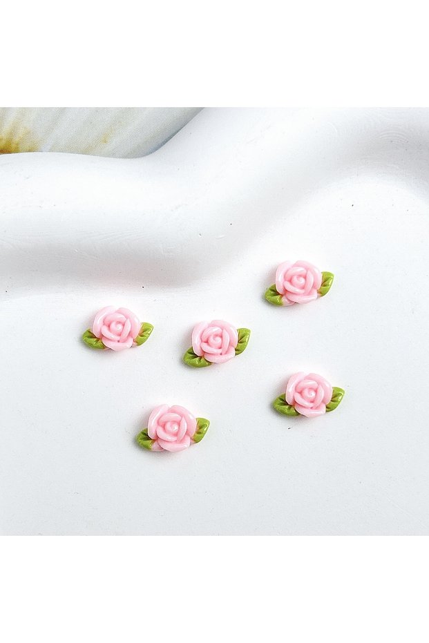 20pcs 20pc Luminous Rose Carved Nail Art Decoration Accessories Resin 3D Flower Green Leaf Nail Art