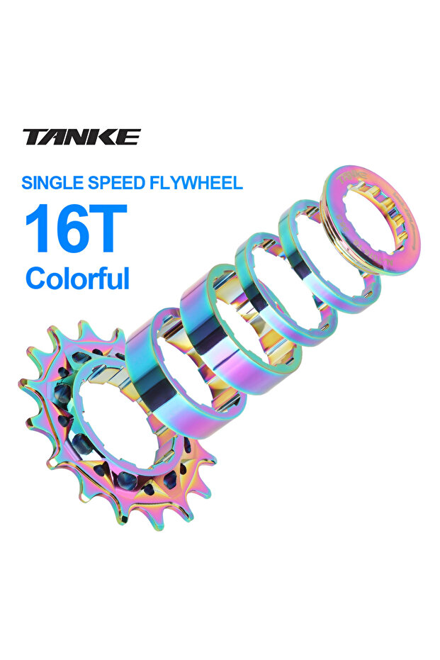 16T colour TANKE-Single Speed Flywheel Conversion Kit,18T,HG Cassette Cog,MTB Road Bike Sprocket for