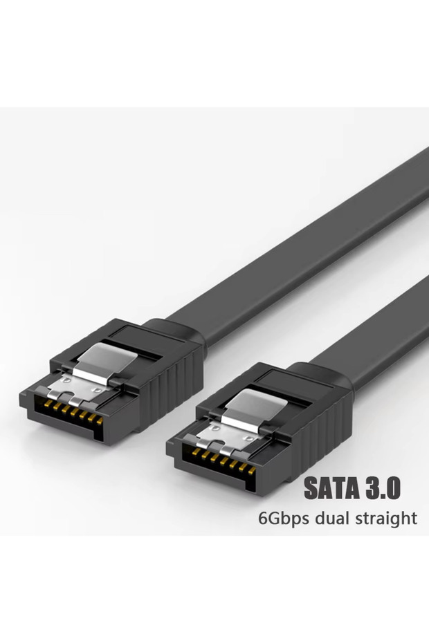 0.39m BlackDoublestraight High Speed SATA 3.0 Hard Drive Data Cable, Solid-State, Serial Data Cable,
