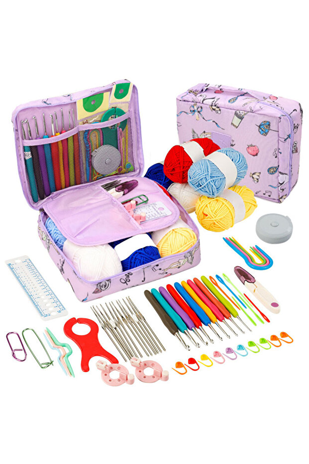 Purple Swan Crochet Kit Beginners Crochet Hook Set with Crochet Yarn,Portable Crochet Set Crochet Ho